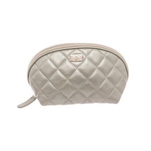 Chanel Silver Quilted Leather Reissue Cosmetic Bag